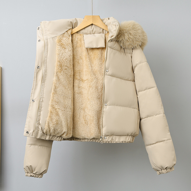 Wool Coat Peacoat - ฤดูหนาวสั้น Parkas ผู้หญิงผ้าฝ้ายเบาะเสื้อผ้าเพิ่ม Velvet Thicken Outerwear