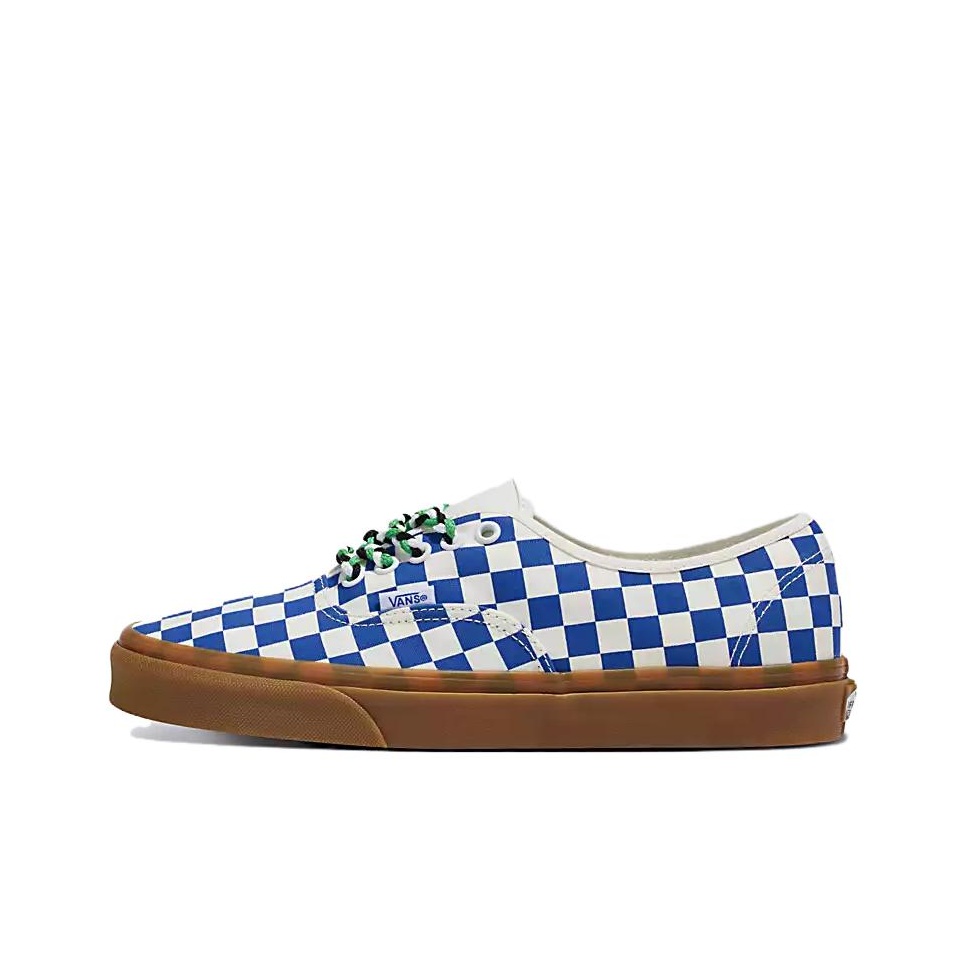 Vans Shoes Authentic - รองเท้าสเก็ตบอร์ดทรงเตี้ยลายตารางหมากรุก Vans Authentic รุ่น Unisex สีน้ำเงินขาว