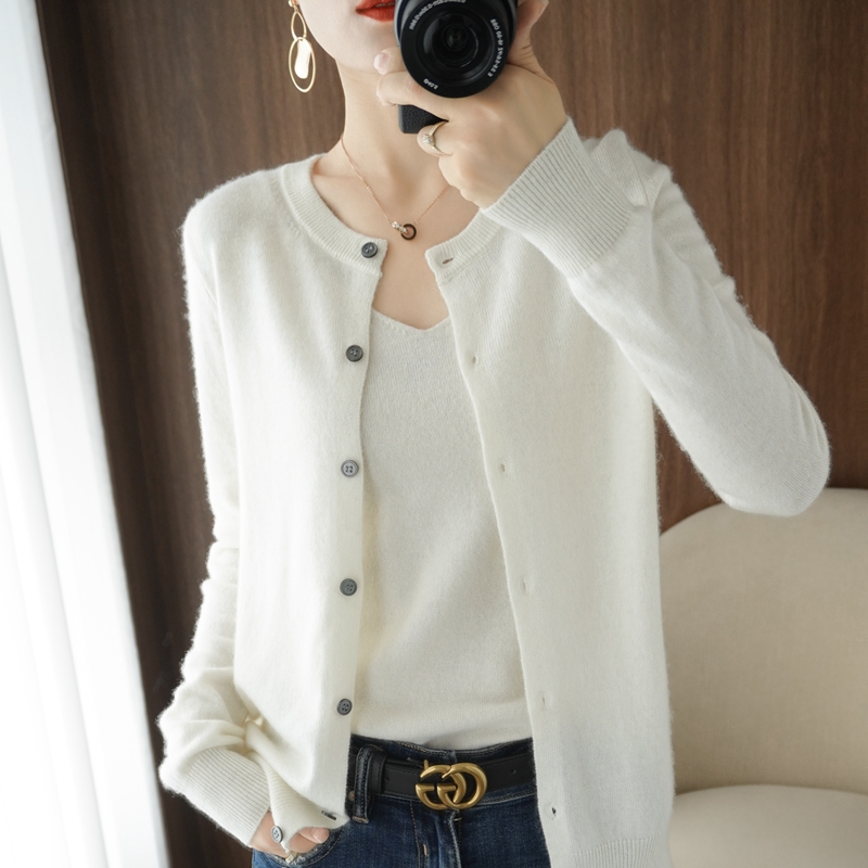 Wool Coat Peacoat - 2023ฤดูใบไม้ผลิใหม่100ขนสัตว์บริสุทธิ์เสื้อสเวตเตอร์ถักหญิงถัก Leggings Crewneck นอกบางเสื้อกันหนาว Cashmere