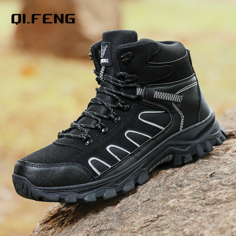 Waterproof Winter Boot - รองเท้าบูทหุ้มข้อสูงทรงโอเวอร์ไซส์สำหรับผู้ชาย รองเท้าบูทกันหนาวสำหรับฤดูหนาว รองเท้าบูทกันหิมะสำหรับกิจกรรมกลางแจ้ง กันลื่น ทนทานต่อการสึกหรอ รองเท้าปีนเขา