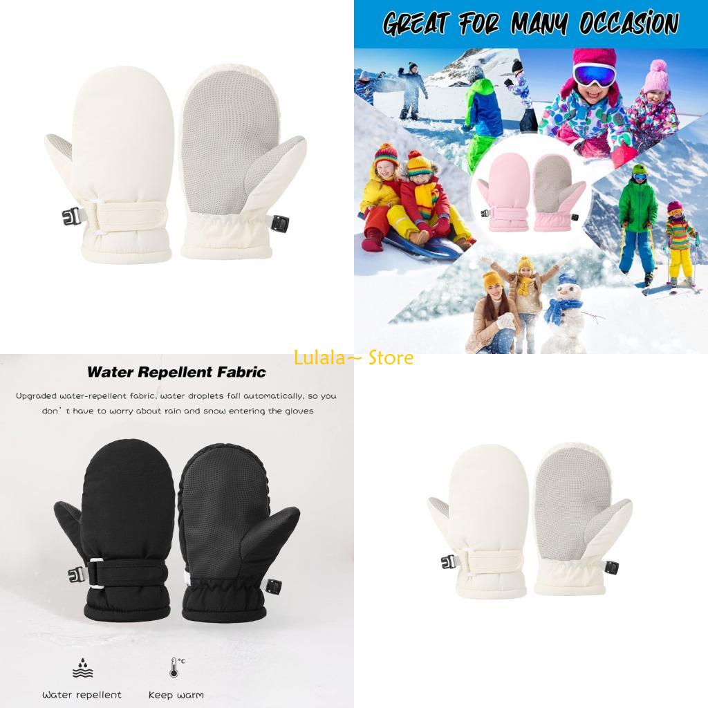Snow Glove Insulated - Y4QA ถุงมือสกีสภาพอากาศหนาวเย็นเสริมการเย็บแบบยืดหยุ่นการยึดที่ปลอดภัยสำหรับทารก