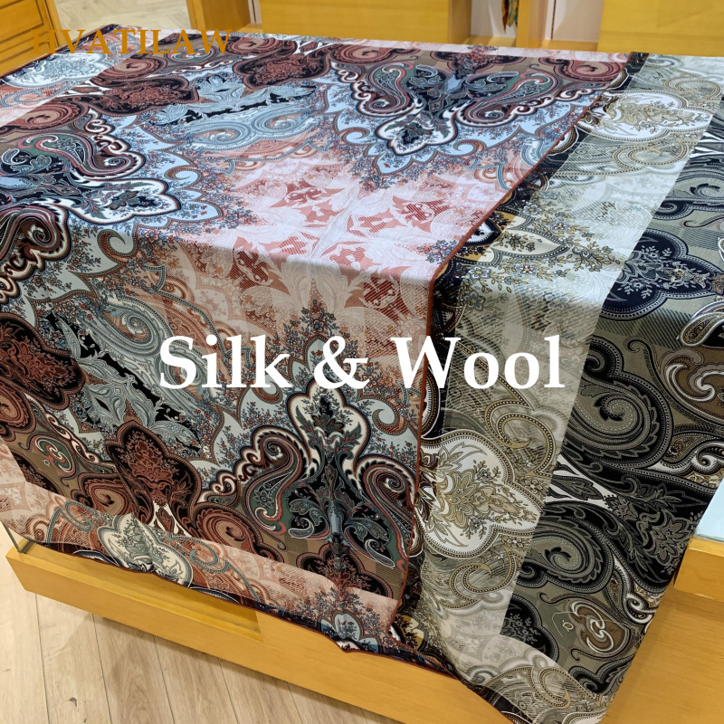 Shawl Wrap Winter - ผ้าพันคอหรูหราใหม่ 30% ผ้าไหม 70% ผ้าขนสัตว์ ขนาดใหญ่