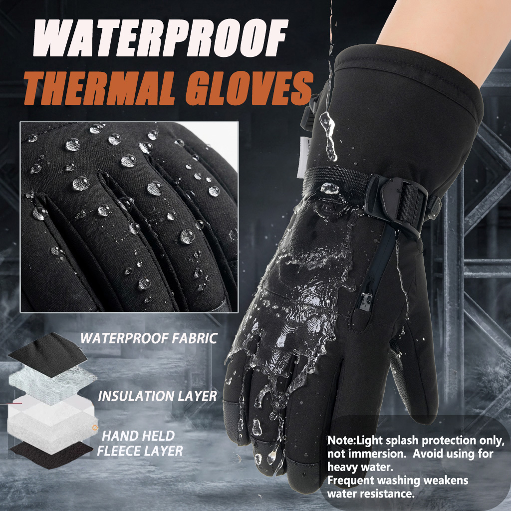 Snow Glove Insulated - ถุงมือสกีฤดูหนาวสำหรับผู้ชายและผู้หญิง, ถุงมือกันน้ำสำหรับเล่นสกีและสโนว์บอร์ด, บุด้วยผ้าฟลีซกันความร้อน, กันลื่น, ให้ความอบอุ่นสำหรับการเล่นสกีและปั่นจักรยาน