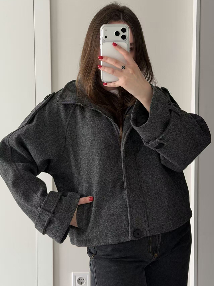 เสื้อโค้ทขนสัตว์คอตั้งทรงหลวมส - Wool Coat Peacoat บทวิจารณ์และราคา