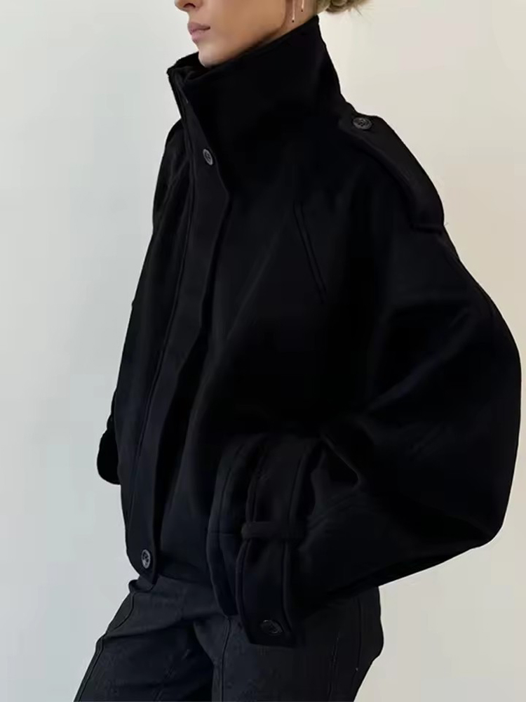 เสื้อโค้ทขนสัตว์คอตั้งทรงหลวมส - Wool Coat Peacoat บทวิจารณ์และราคา