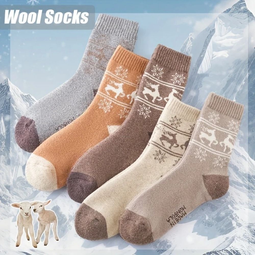 ถุงเท้าขนแกะกันหนาว 5 คู่ ถุงเ - Thermal Sock Wool บทวิจารณ์และราคา