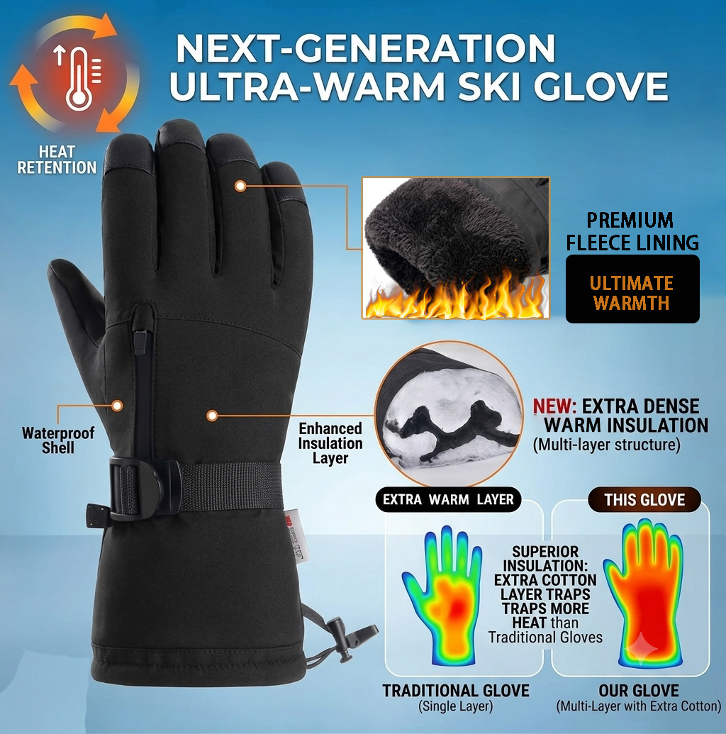 ถุงมือสกีฤดูหนาวสำหรับผู้ชายแล - Snow Glove Insulated บทวิจารณ์และราคา
