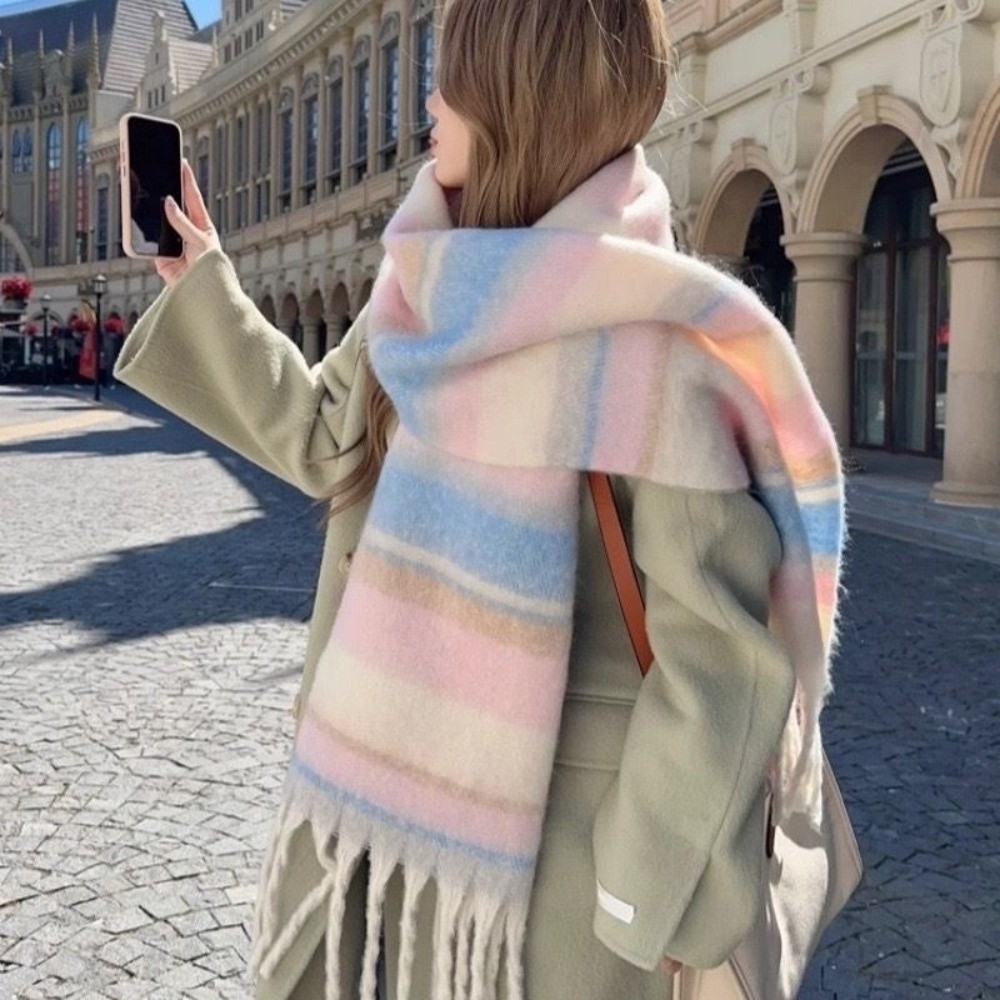 ผ้าพันคอขนแกะลายทางโมแฮร์สุดหร - Wool Scarf Men บทวิจารณ์และราคา